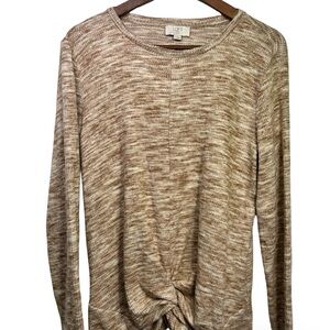 LOFT Women's Beige Twist Front Long Sleeve Top